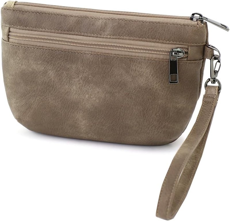 BBORGDC Small Wristlet Wallets for Women, Zip Clutch Bag with Wristlet Pouch, 3-Zipper Original Design - Image 1